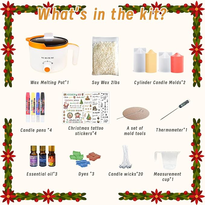Ksedcon Candle Making kit (White, 2lbs Candle Making kit)