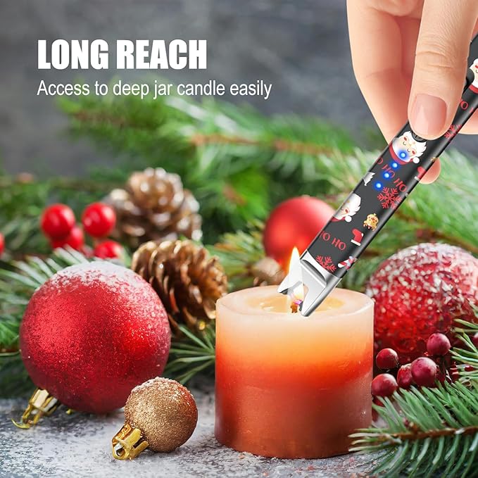 LcFun 2 Pack Candle Lighter, Christmas Stocking Stuffers Gifts for Women Mom Men, Electric USB Rechargeable Plasma Arc Lighter with Safety Lock, Windproof Flameless Long Lighters for Candle, Grill