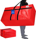 Windyun 4 Pack 57 Gallon Extra Large Moving Bags XXL Heavy Duty Storage Bag with Strong Zipper Handle Jumbo Big Tote Box Foldable for College Dorm Travel Clothes Duffle Blanket Pillow(Red)