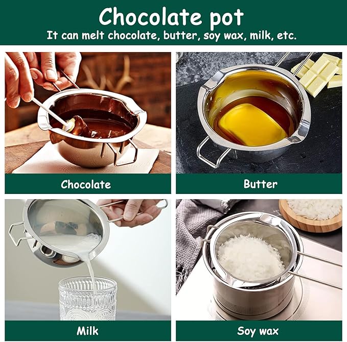 DIY Candle Making Supplies Kits for Adults Beginners, Including Double Boiler Pot, Candle Wicks, Wick Holder, Wick Stickers, Spoon