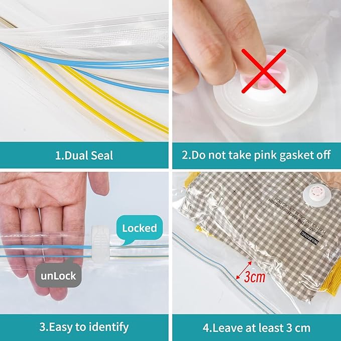 Vacuum Storage Bags for moving, Vacuum Seal Bags for Memory Foam, Latex, Clothing & Bedding, Space Saver Bags for Organization and Storage (Medium)