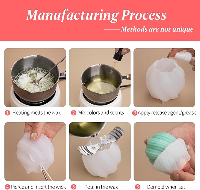 3 Pack Silicone Candle Molds with 10 Wax Cores - Wave Spiral Cylinder Shapes for Handmade Aromatic Candles,Soap Making, Wax Melts, Resin Casting, DIY & Home Decor