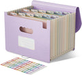 EcoStash Accordion File Organizer, 12-Pocket Wheat Straw Expanding File Folder, Portable Monthly Bill & Tax Receipt Organizer, Letter/A4 Size Document Holder with Colorful Tabs-Lavender Purple