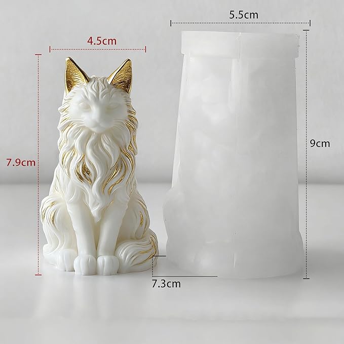 Animal Cat Mold - Cylinder Candle & Resin Mold - Resin Casting Silicone Molds for Home Decor & Candle Making Wave Spiral Mold