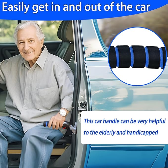KOUNATSURI Car Handle Assist for Elderly Car Door Handle Multifunction Handle Car Door Latch Handle for Seniors and Handicapped(Blue, Red)
