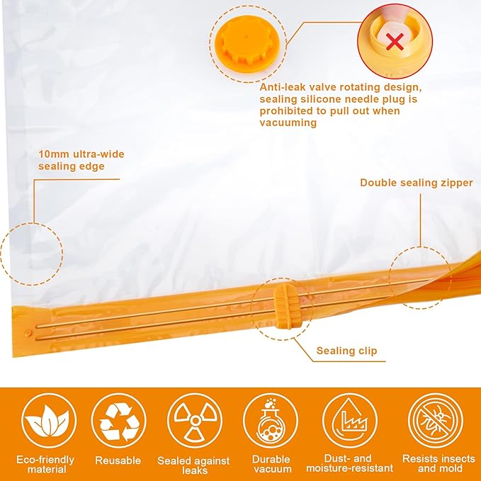 AGPTEK 10 Vacuum Storage Bags(5 Large and 5 Jumbo), Ideal Space-Saving Solution for Clothes, Blankets, Comforters and More, Perfect for Home Storage and Travel