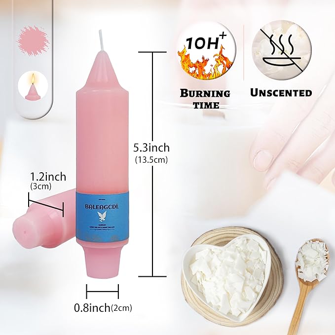 Handmade Unscented Long Lasting Twisted Pink Taper Candles 5 Inch with Smooth Flame Elegant Design and Smokeless Candle Perfect for Home Décor Weddings