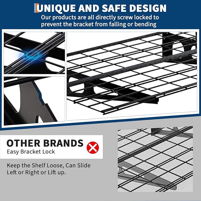GarveeLife 2 Pack 2x6 ft Garage Storage Shelving Wall Mounted, 24 in-By-72 in 1600 LBS Heavy Duty Storage Shelves, Wall Shelve Garage Storage Rack Floating Shelves Organization for Warehouse, Laundry