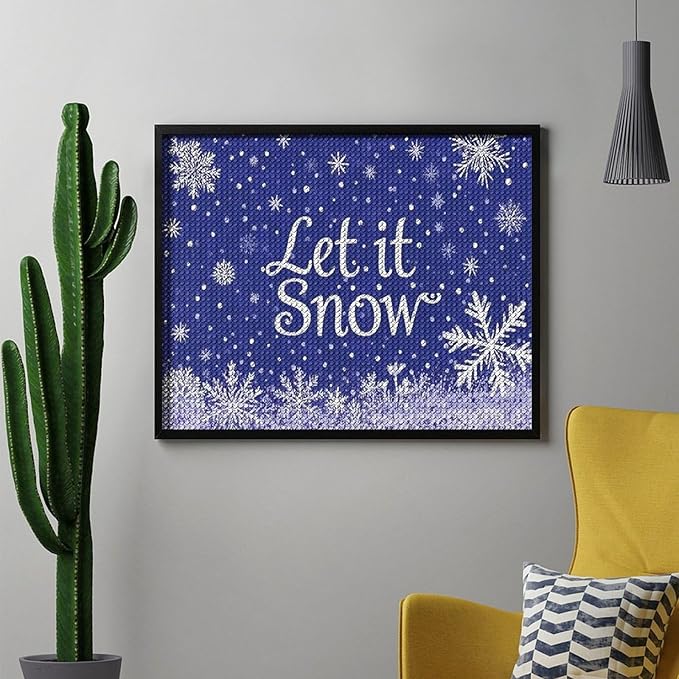 AIVKIEJK Diamond Painting Kits for Adults - Festive Snowflake Christmas Let It Snow Painting DIY 5D Full Drill Diamond Dots Paintings with Diamonds Gem Art and Crafts Home Decor 16"x20"