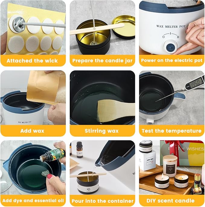 KQU Candle Making Kit for Candles, Home DIY Candle Wax Kit with Glass Jars for Adult, Candle Maker Kit with Wax Melter for Art & Craft
