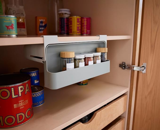 Joseph Joseph CupboardStore Under-Shelf Spice Rack – Space-Saving Kitchen Organizer, Made from Recycled Plastic