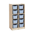 ECR4Kids 10 Cubby Tray Cabinet with Scoop Front Storage Bins, 5x2, Classroom Furniture, Powder Blue