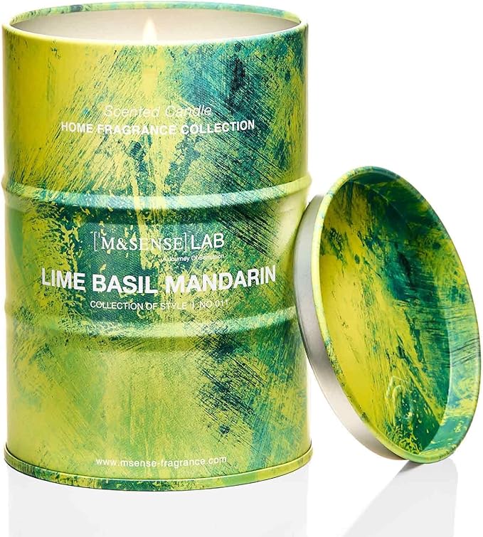 M&SENSE Spring Candle,Lime Basil Mandarin Scented Candles,Non Toxic Candle, Aromatherapy Candle for Stress Relief Meditation Relaxing, Housewarming Gifts for Women, 11.3oz