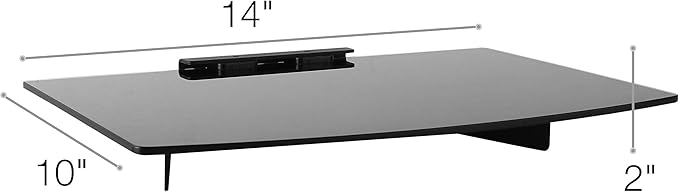 TechOrbits Glass Wall Shelf – Wall Mount Shelf for DVD Multi Media Components – Floating Entertainment Console