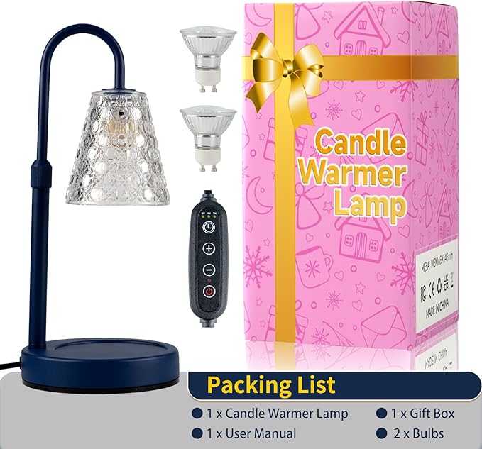 Candle Warmer Lamp with Timer Dimmable, Birthday Gifts for Women Mom, House Warming Gifts New Home Decor, Wax Melt Warmer for Jar Candles with 2 Bulbs