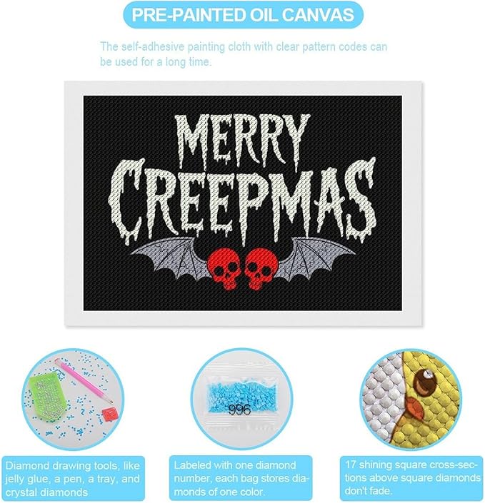 AIVKIEJK Diamond Painting Kits for Adults - Halloween & Christmas Gothic Ghost Christmas Painting DIY 5D Full Drill Diamond Dots Paintings with Diamonds Gem Art and Crafts Home Decor 8"x12"