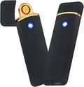 Electronic Lighter, Smart USB Rechargeable Lighter, Cool Electric Lighter Portable Dual Sided Ignition Windproof Flameless Lighter Lightweight Plasma Lighter for Indoor Outdoor(Frosted Black)