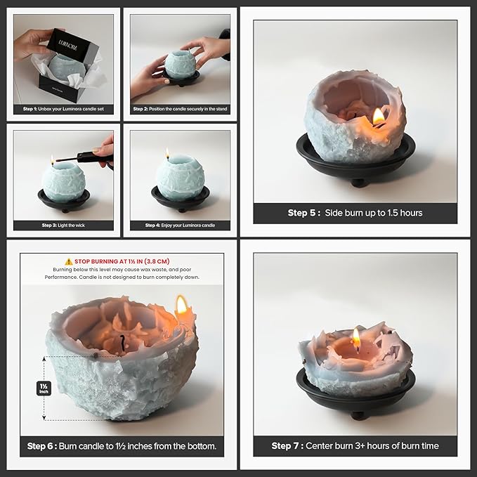 LUMINORA Spiral Scented Candle for Women & Men | Hand-Crafted Decorative Soy Wax Candle | Decor Wick Flower | Unique Twisted Spiral Burn Design | Aromatherapy Candle | Bit of Blue |(Ocean Scent)