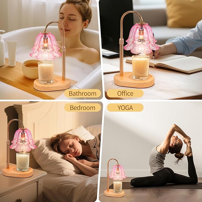 Lanhado Flower Candle Warmer Lamp with Timer - Dimmable Electric Candle Warming Lamps, Adjustable Wax Melter Wamers Light for Jar Candles, Birthday Gifts for Women, Christmas New Home Decor