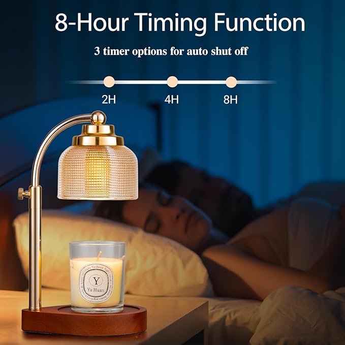 Candle Warmer Lamp with Timer Dimmer, Adjustable Height Wax Melt Warmer for Jar Candles, Vintage Home Decor & Aesthetic Bedroom Decor, Birthday Gifts for Women Mom Sister with 2 Replacement Bulbs