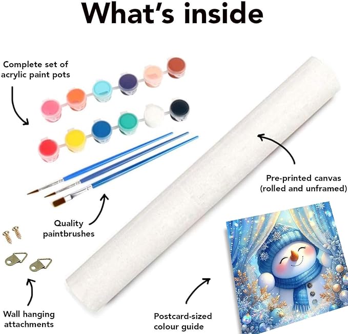 2 pack Christmas Paint by Numbers Kit for Adults Beginner with Framed,Snowman Easy Adult Paint by Number Kits on Canvas DIY Painting for Beginners Art by Numbers for Home Wall Decor 10x10 Inch