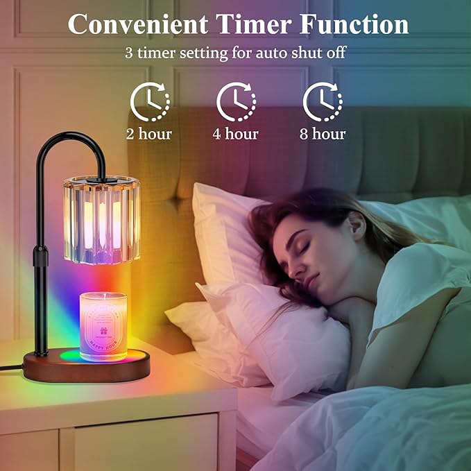 Lukasa Candle Warmer Lamp with Timer, with LED Color Lights, Dimmable, Adjustable Height, House Warming Gifts New Home Decor, Gifts for Women Mom for Birthday Mothers Day Thanksgiving Day Christmas