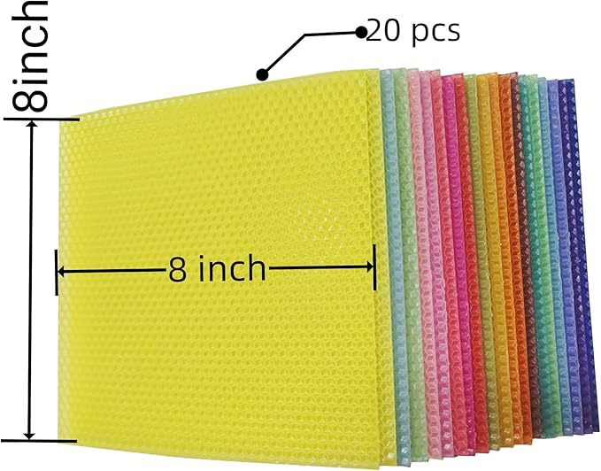 XIANGZHU DIY Beeswax Candle Making Kit - 20 Color Honeycomb Sheets (8x8in) with Cotton Wicks, Non-Toxic Craft Supplies for Adults, Easy No-Melt Home Decor & Gift Making, Safe for Family Use