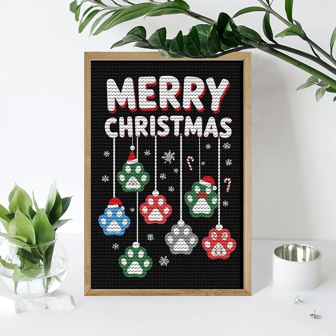 AIVKIEJK Diamond Painting Kits for Adults - Merry Christmas Paw Painting DIY 5D Full Drill Diamond Dots Paintings with Diamonds Gem Art and Crafts Home Decor 8"x12"