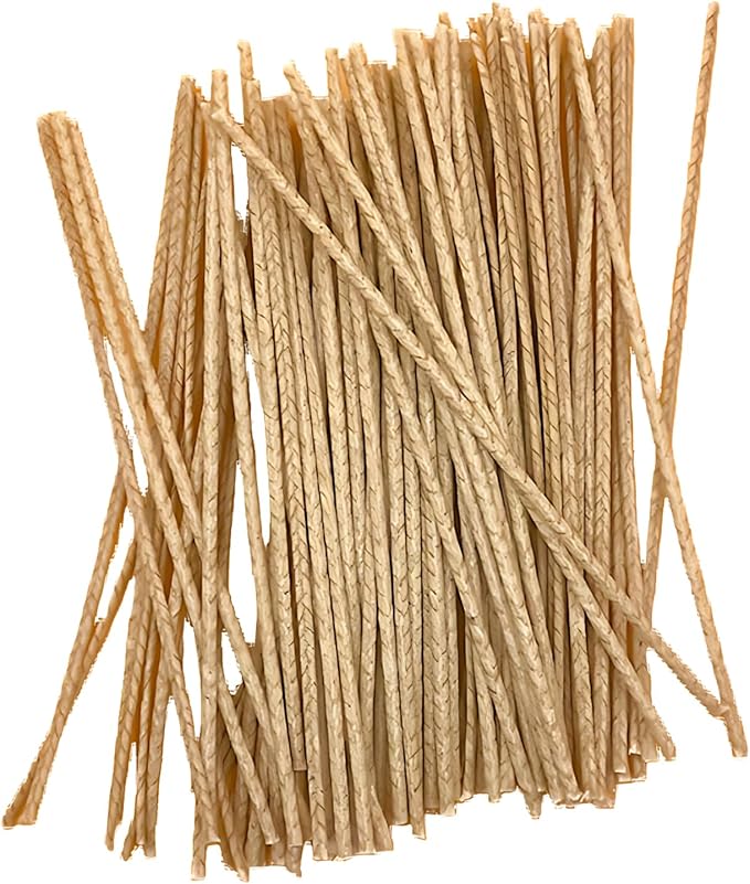 Pansyling 50pcs 6" Natural Candle Wicks for Candle Making, Pre-Waxed Cotton Wicks DIY Candle Making Kits, Smoke-Free, Long-Burning, Cut to Fit Any Candle Containers