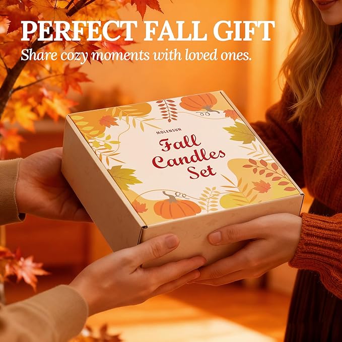 Valentine's Day Gifts for Women Men, Winter Scented Candle Set – 36oz (4×9oz) Soy Candles with Cozy & Warm Seasonal Scents of Pumpkin Spice/Cinnamon Clove/Apple Pie/Hello Fall