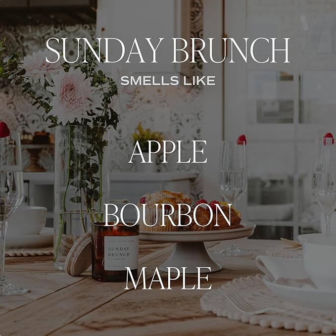 Sweet Water Decor Sunday Brunch Candle - Soy Apple, Bourbon, and Maple Candles for Home - 9oz Clear Jar + Gold Lid, 40+ Hour Burn Time, Made in The USA - Summer Candle