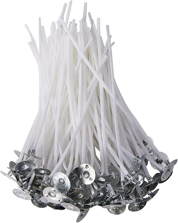 Candle Making Kit, 200 Cotton Wicks 2 inch, Wick Stickers, 2Metal Holders