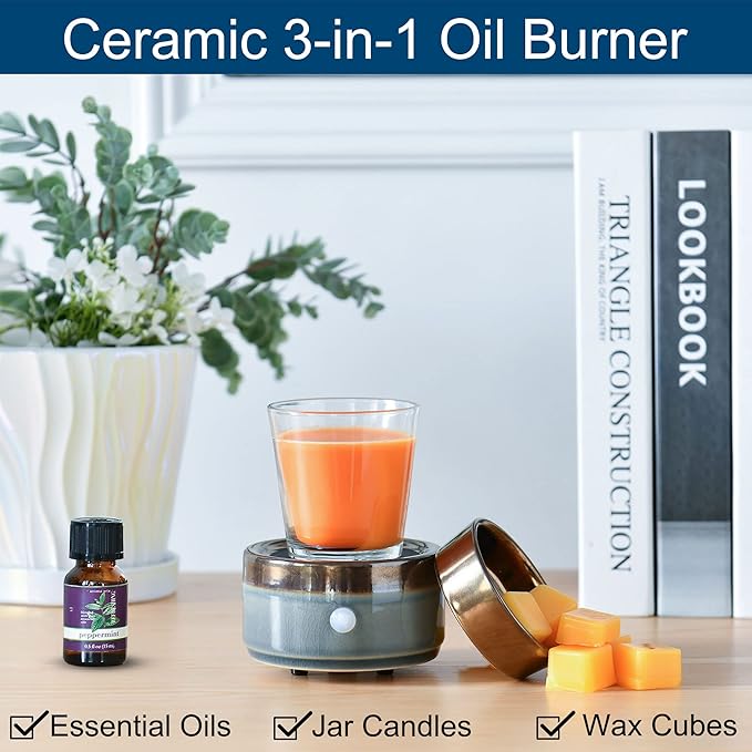 kobodon Ceramic Candle Wax Warmer,Home Fragrance Diffuser, Wax Melter Fragrances Candles Oils, Fragrance Warmer Candles or Wax Melts as Gifts for Mom Grandma Women