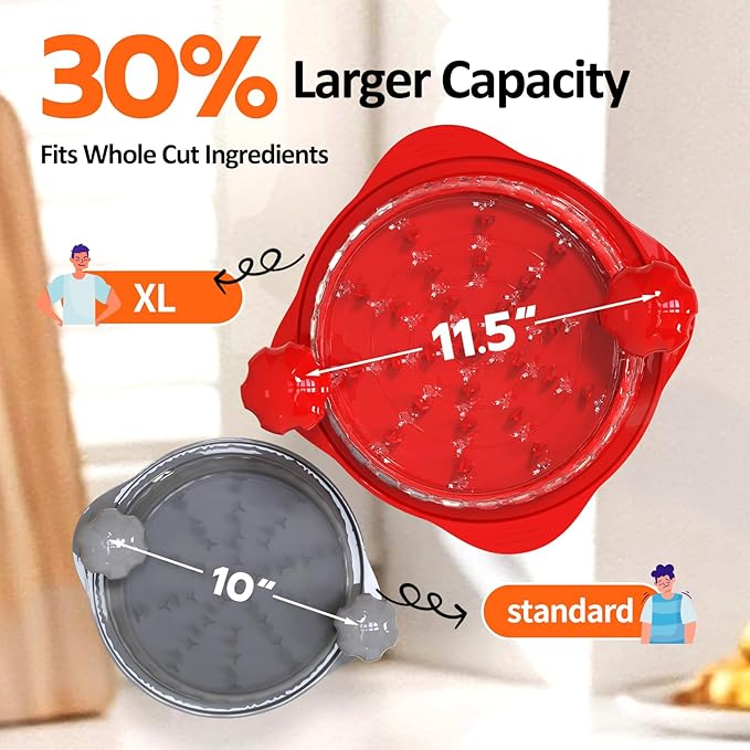 XL 11.5” Chicken Shredder, Large Pro Meat Shredder Tool Twist with Ergonomic Handle, Strong Non-Slip Base, Dishwasher Safe, Kitchen Chicken Grinder for Ground Food, Vegetables, Red