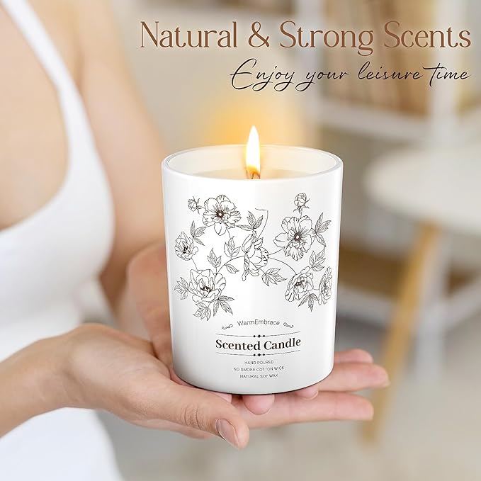 Deluxe Scented Candle for Women & Men, Vanilla Coconut Soy Wax Candle, 5.2 Oz Jar Candle for Home, Scented-40 Hour Long Lasting Burning, Suitable Present for Thanksgiving, Christmas & Birthday