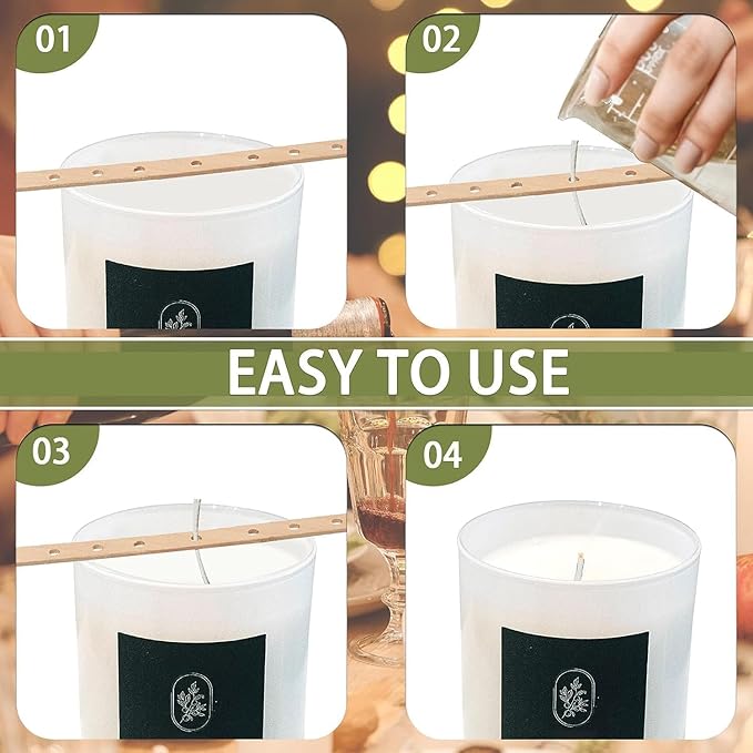 50Pcs Wooden Candle Wick Holders Candle Wick Bars Wicks Centering Device Wick Holders for Candle Making, Large, Multiwick Candles Arts Crafts Candle Making Wicks Candle Making