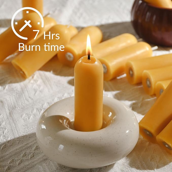 DEYBBY Beeswax Small Pillar Candles 6 Pack - Natural Beeswax Emergency Candles Bulk for Home Room Blackout Housewarming Gift