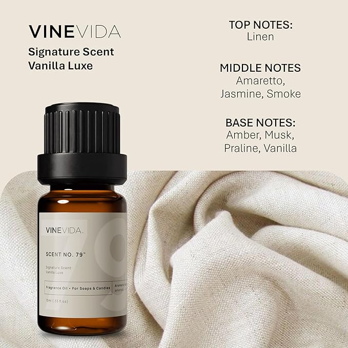 VINEVIDA [0.33oz] Vanilla Luxe Fragrance Oil for Candle & Soap Making - Natural Candle Scents Made in USA