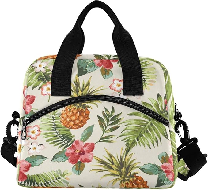 CBBYY pineapple Lunch Bags for Women Men,Reusable Insulated Lunch Box, Adjustable Shoulder Straps Tote Lunch Bag for Work Picnic School