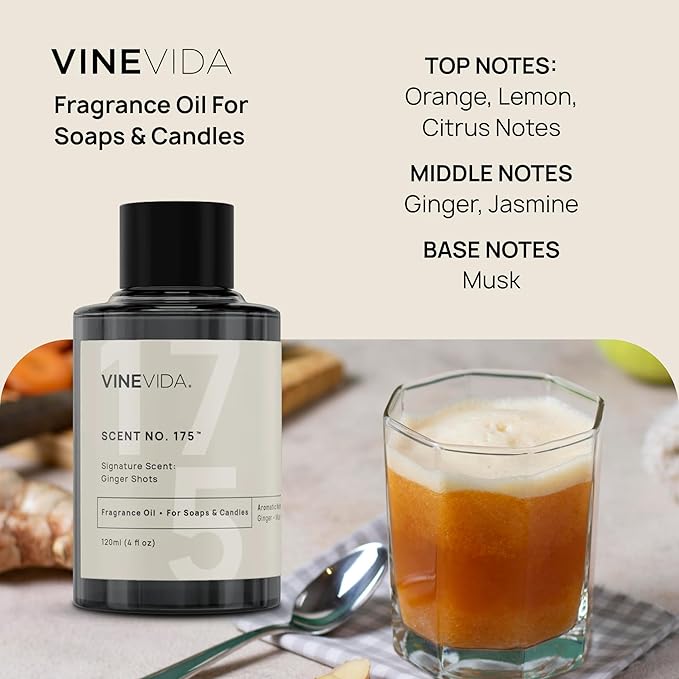 VINEVIDA [4 oz] Ginger Shots; Fragrance Oil for Candle Making and Soap Making - Premium Candle Scents for Soy Candles