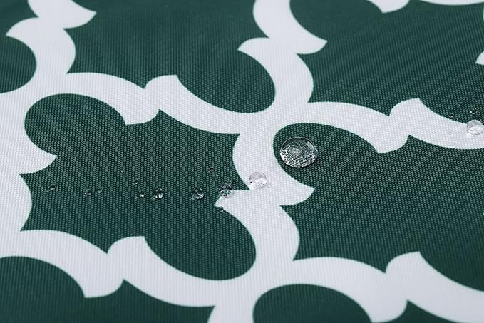 Mybecca Canvas Oxford Fabric Marine Waterproof Outdoor Awning 600 Denier Moroccan Ogee Pattern Green/White (Cut Separate by Yard for Prime Orders-1 Yard) (60"x36")