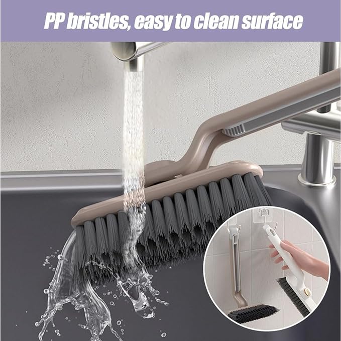 Multi-Function Rotating Crevice Cleaning Brush – No-Dead-Corners Gap Brush with Hard Bristles, Household Cleaning Tool for Kitchen, Bathroom, Windows & Tight Spaces (Brown*1)