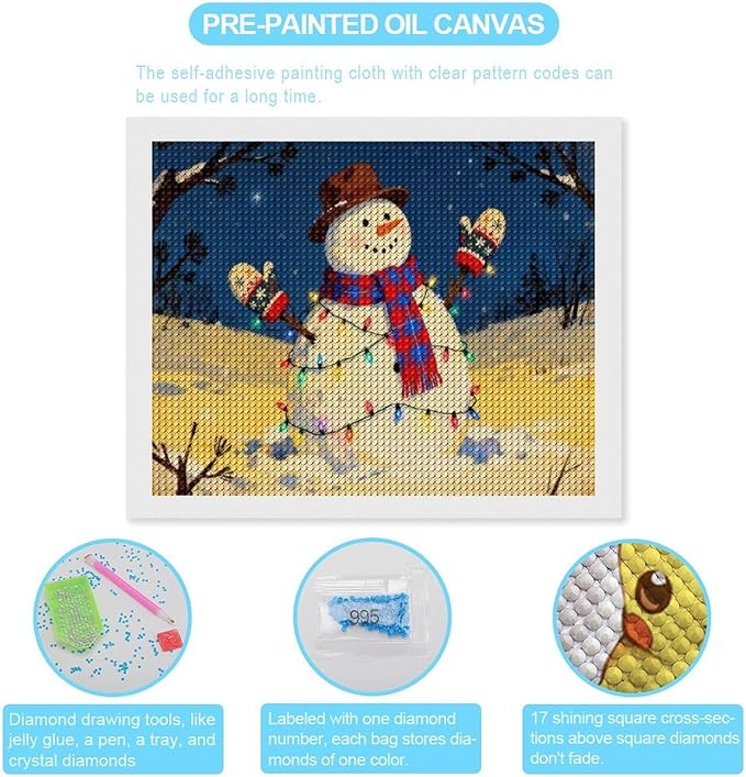 AIVKIEJK Diamond Painting Kits for Adults - Christmas Winter Snowman & Twinkling Painting DIY 5D Full Drill Diamond Dots Paintings with Diamonds Gem Art and Crafts Home Decor 16"x20"