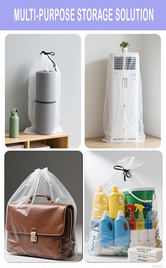 Extra Large Plastic Bags 59 x 71 Inch Clear Moving Plastic Appliance Storage Bags Perfect for Moistureproof, Dustproof, Luggage, Kids Bike, Big Plush Toys, Equipments and More (5 pack)