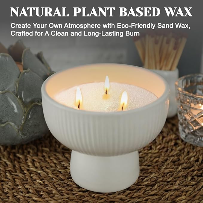 Candle Sand with Wicks, 1.1LB Pearled Candle, DIY Bead Powder Sand Wax Making kit Included 20 Pcs Wicks, Refillable, Non Toxic for Handmade, Wedding and Party Decorations (Sandalwood Bamboo Gardenia)