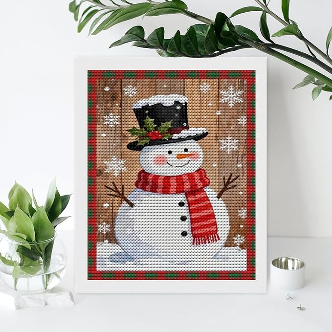 AIVKIEJK Diamond Painting Kits for Adults - Festive Snowman Red Scarf Painting DIY 5D Full Drill Diamond Dots Paintings with Diamonds Gem Art and Crafts Home Decor 16"x20"