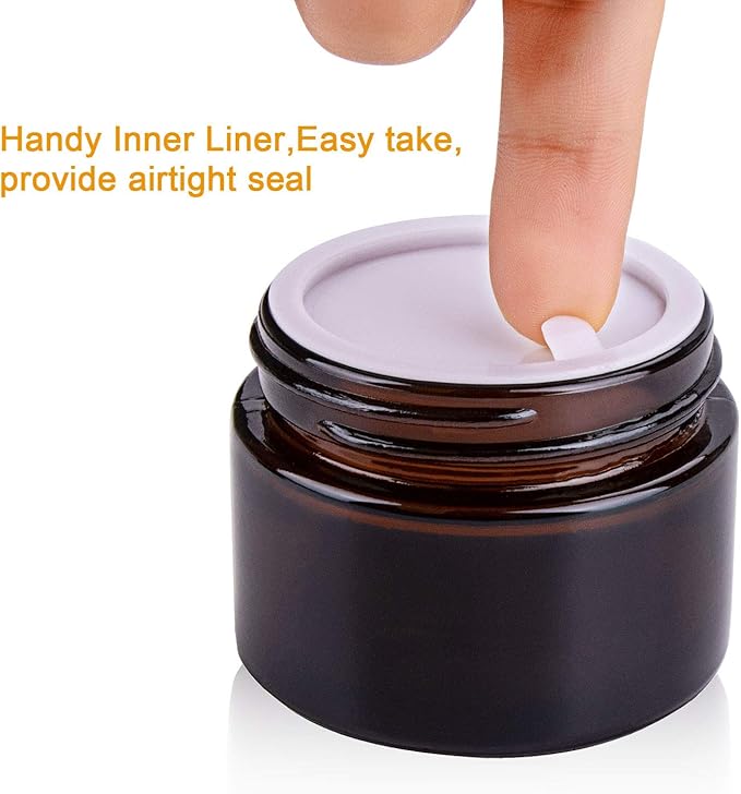 Encheng Cosmetic Jars, 40 Pack of 2oz Amber Round Glass Jars, with Inner Liners and black Lids,Empty Cosmetic Containers,Cream jars