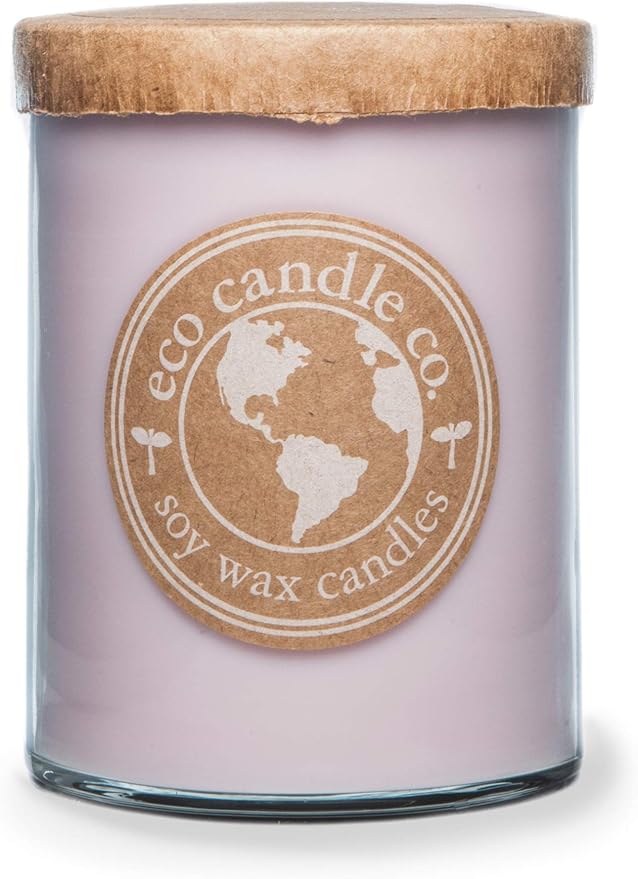 ECO CANDLE CO. Recycled Candle, Pure Lilac, 18 oz. Double Wick - Scents of Pure Lilac Bushes - 100% Soy Wax, No Lead, Kraft Paper Label & Lid, Hand Poured, Phthalate Free, Midwest Grown Soybeans