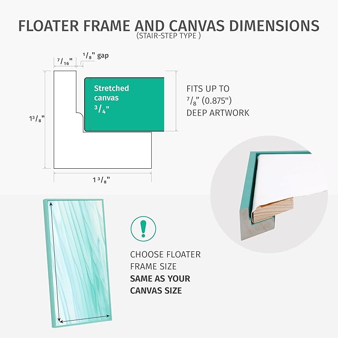 Pixy Canvas Floater Frame 8x14 for 3/4 (0.75) inch Deep Canvas Paintings/Canvas Prints/Wood Canvas Panels/Wall Art/Wall Decor/Home Decor/Artwork (Light Maple, 8 x 14 inch, Portrait)