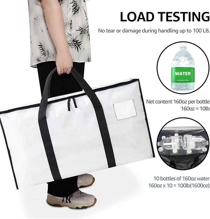 Moving Bags Heavy Duty Extra Large, Moving Boxes, Moving Supplies Essentials, Blue Storage Bins with Lids, Plastic Packing Totes, Storage Bags for Clothes with Handles & Zippers(White, 4 Pack)